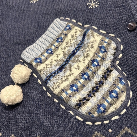 CLASSIC ELEMENTS 90s GRANNYCORE Cardigan Size L Fair Isle Sweater Ramie Ugly Vtg - Picture 2 of 8